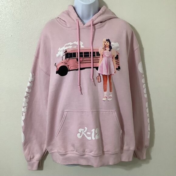 RARE Melanie Martinez K-12 Crybaby Pastel Pink School Bus Graphic Hoodie Large - Picture 1 of 11
